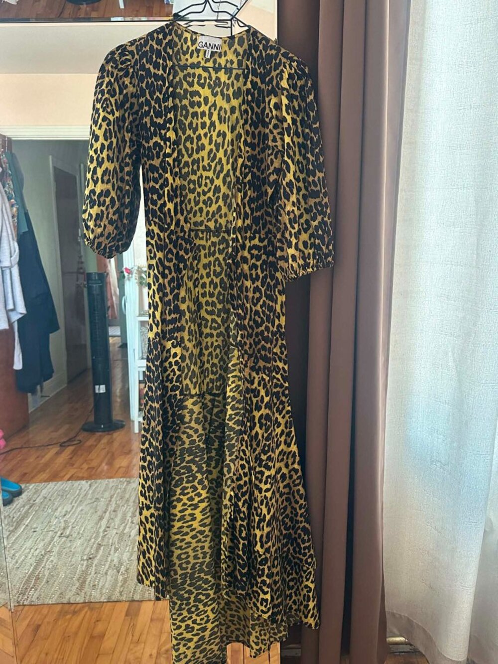 GANNI Leopard print maxi wrap dress size small